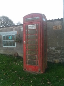 The phone booth at the end of the drive, with phone still operative.